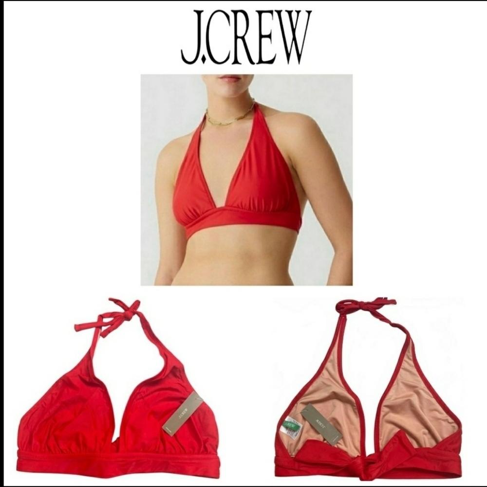 J.Crew Red Halter Top Swimwear Cruisewear Resort Pool Bikini XSmall